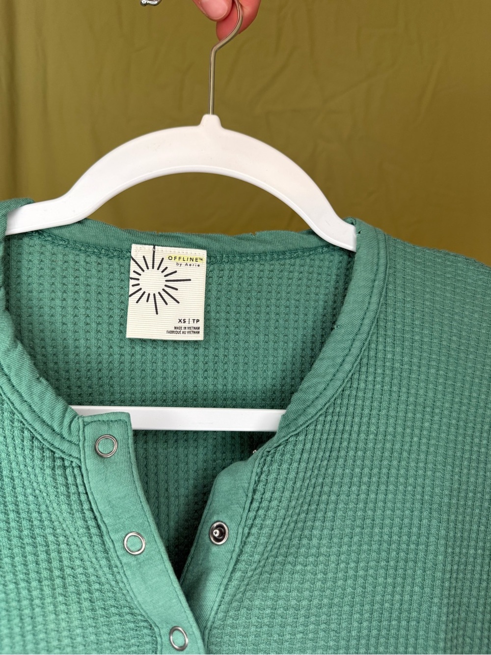 Women’s Offline by Arie Green Waffle Henley Shirt